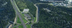 Nye E18 med avkjøring til Kragerø Næringspark
